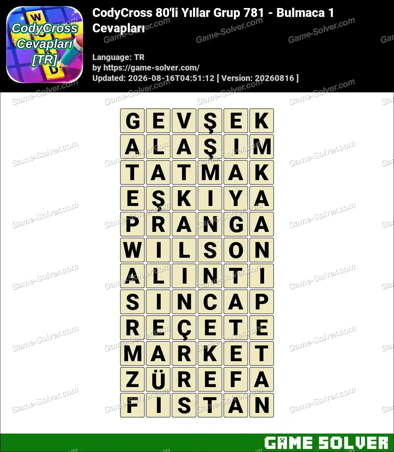 CodyCross 80’li Yıllar Grup 781 – Bulmaca 1 Cevapları